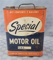 Special motor oil 2 gallon can.  
Rock island,