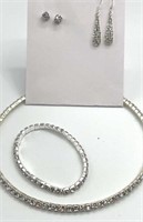 Swarovski Elements SS Choker Bracelet & Earrings