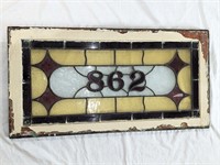 Stained Glass Window Street Number As is