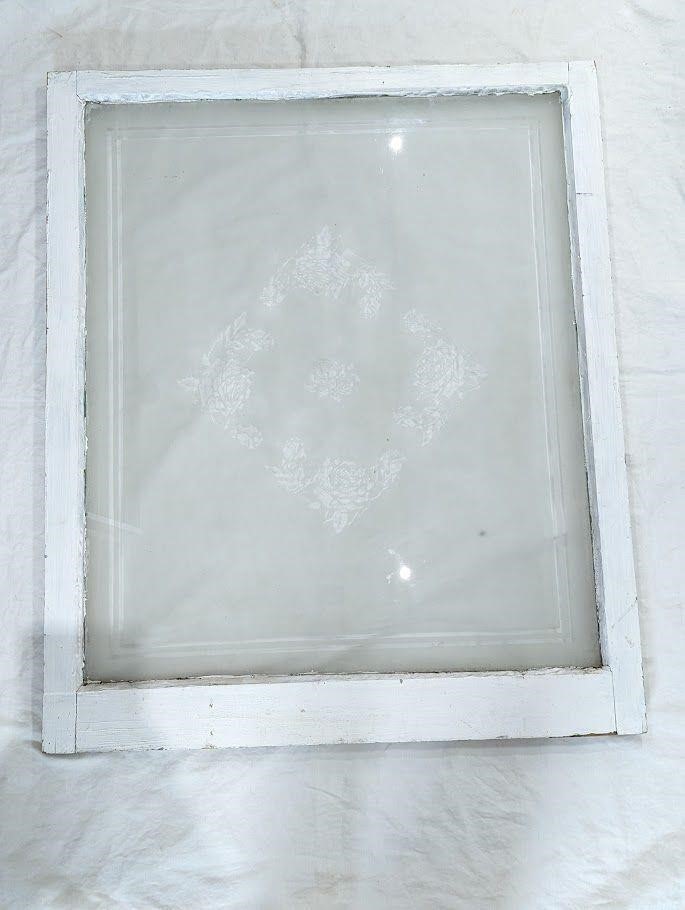 Large Decorative Etched Glass Window