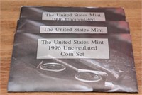1996 US Mint Uncirculated 10 Coin Set (3) - UNC