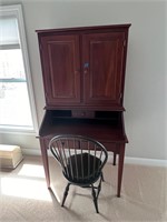 Cherry Wood Desk & Black Chair