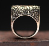 Sterling Silver And Marcasite Ring - Size 7