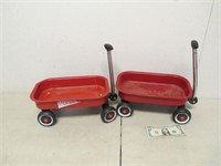 2 Small Metal Toy Wagons
