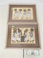 2 Framed Ethiopian Art Pieces - 12x16 Each