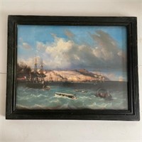 "WARSHIPS" Print in wood frame with glass