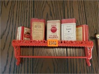 Vintage shelf, spice canisters