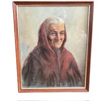 Vintage Original Acryllic Painting of Woman Signed