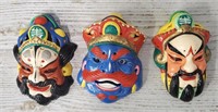 (3) Chinese Ceramic Mask Decor