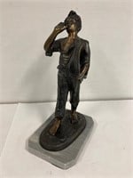 Bronze statue. Marble base. 12” tall