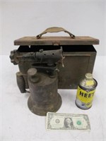 Vintage Ammo Box w/ Old Brass Torch - As