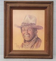 John Wayne Framed Canvas by Sally Evans 1979