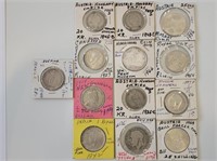 13 Foreign Silver Coins in 2x2 Holders