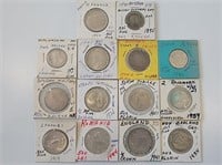 14 Foreign Silver Coins in 2x2 Holders