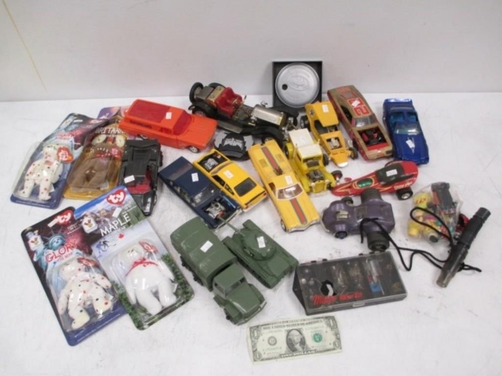 Lot of Assorted Toys - Beanie Babies, Model Cars