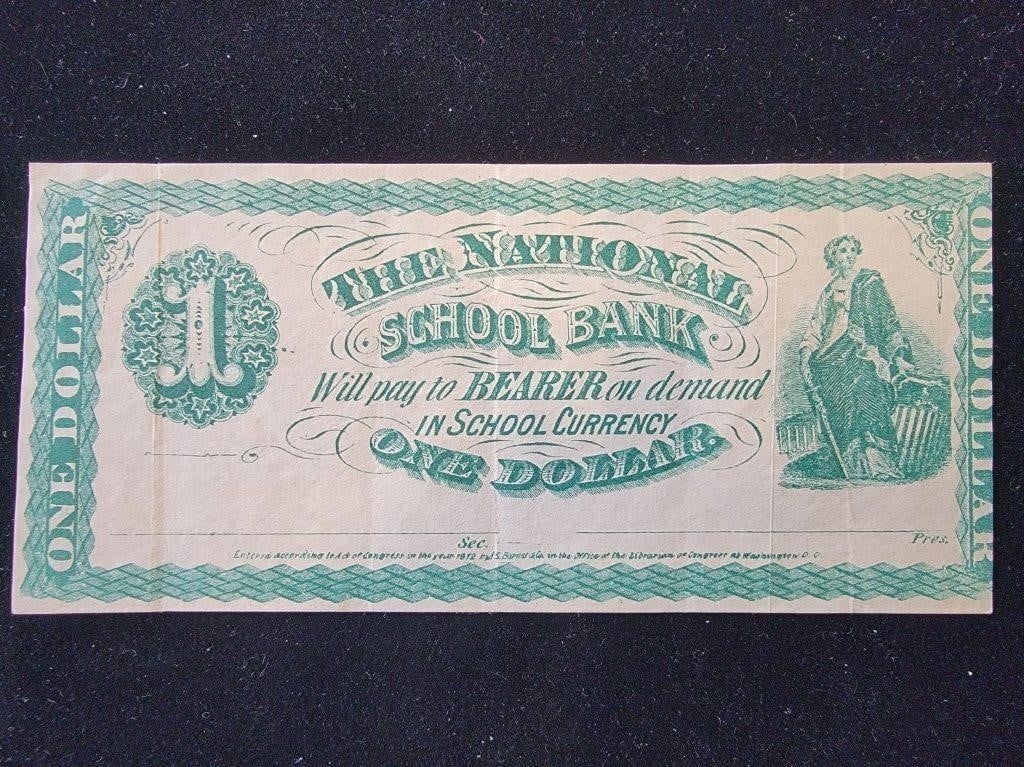 $1 National School Bank Unused Note