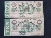 10 and 50 Cent Easton Bank Notes