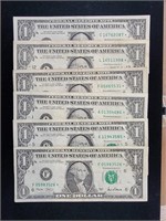 6- $1 Federal Reserve Star Notes