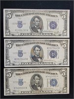 3 - 1934 $5 Silver Cert Blue Seals