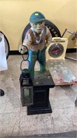 Amazing vintage cast iron lawn jockey - one piece