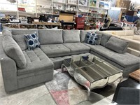 Gray Upholstered 3-Piece Sectional W/ Sleeper