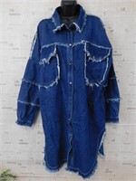 NEW VOCAL DISTRESSED DENIM JACKET TATTERED DUSTER