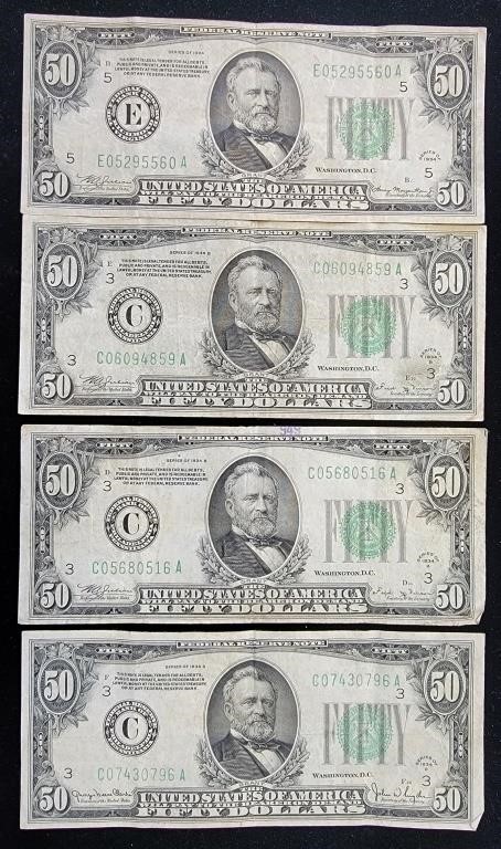 4 - 1934 $50 Federal Reserve Notes