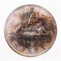 Canada 1937 Silver Dollar AU58 ICCS