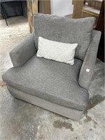 Gray Upholstered Swivel Accent Chair