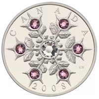 2008 $20 Crystal Snowflake: Amethyst - Pure Silver