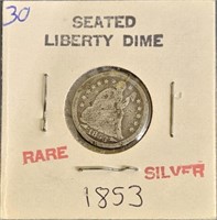 1853 90% Silver Seated Liberty Dime