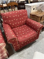 Upholstered Side Chair Red with Flowers 40 w x 36