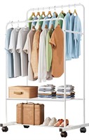 $46 Clothing Rack with Wheels White