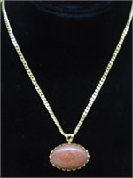 GENUINE STONE PENDANT ON CHAIN NECKLACE VINTAGE AN