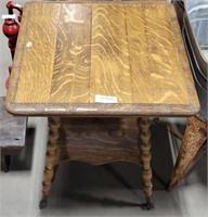 ANTIQUE SQUARE TABLE W/ EAGLE CLAW FEET
