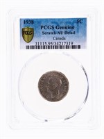 Canada 1938 Five Cents Scratch -AU Detail PCGS Gen