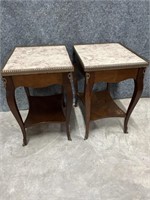 Vintage Marble TopSide Tables 16 x 19.5 x 25