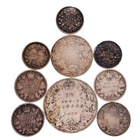 Lot  - 9 Canada Historical Silver Coins = Pre 1937