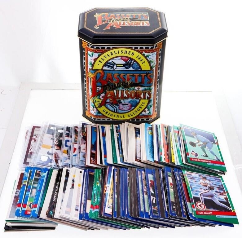 Vintage BASSETT'S Candy Tin - Full of Sports Cards