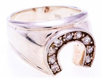 925 Sterling Silver Horseshoe Ring w/ Swarovski El