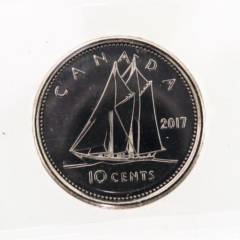 Canada 2017 10 cents Bluenose MS67 ICCS