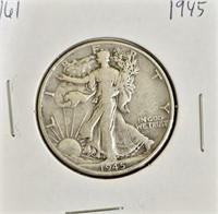 1945 90% Silver Walking Liberty Half Dollar