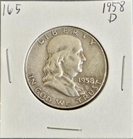 1958 D 90% Silver Franklin Half Dollar