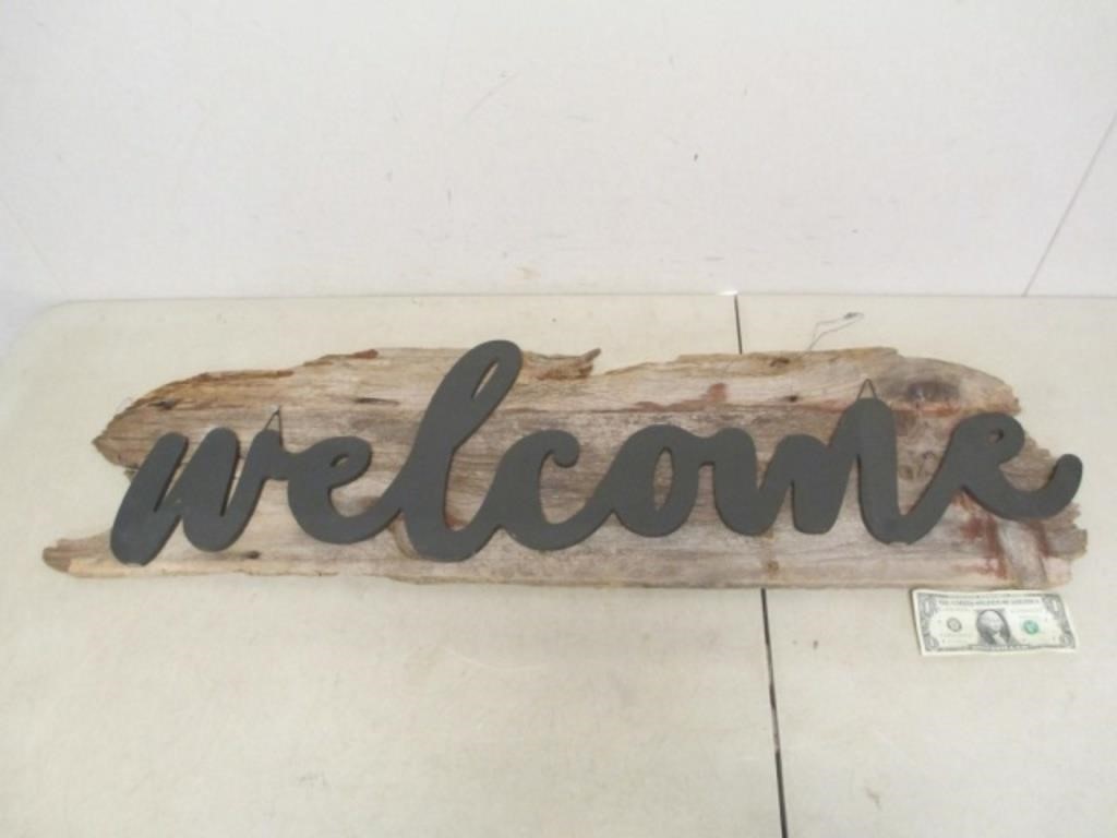 Welcome Sign w/ Wood Backing - Missing Nail
