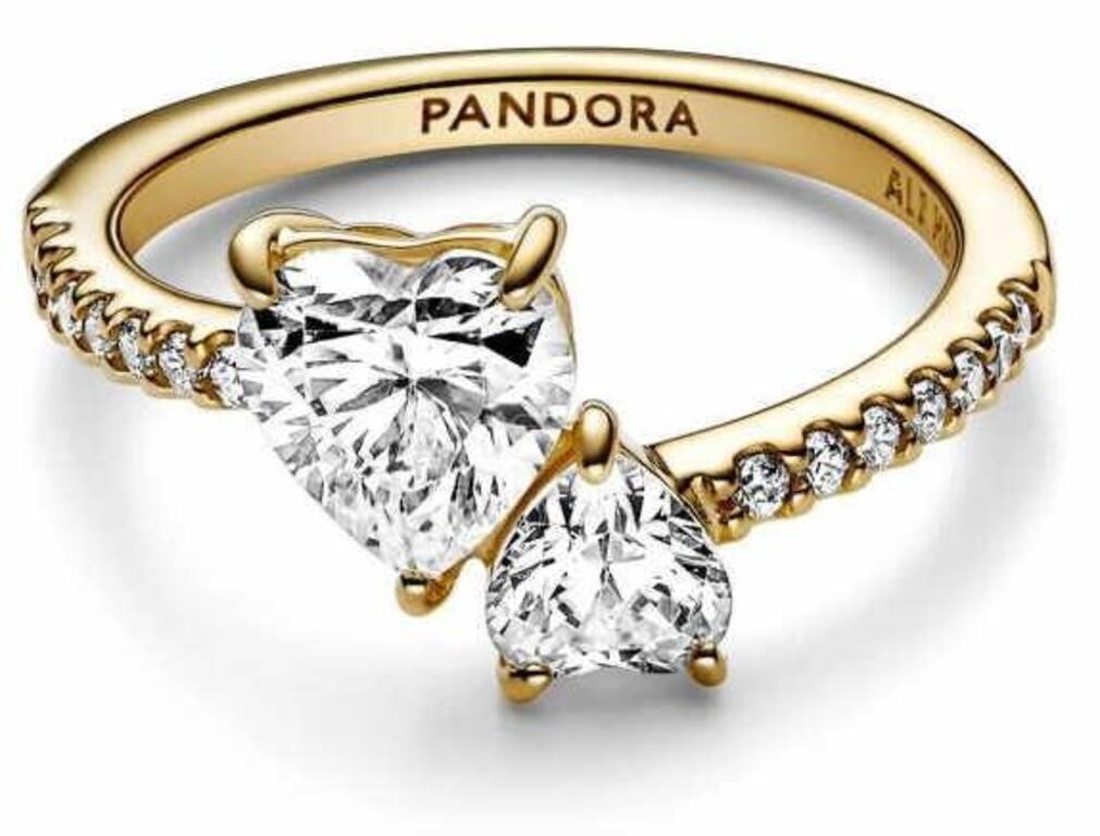 Sz 5-1/4 Pandora Double Heart Ring - NEW $150