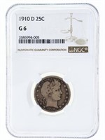 1910 D 25 Cents USA NGC G6