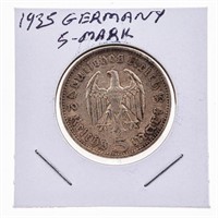 1935 Germany Silver 5 Mark Coin
