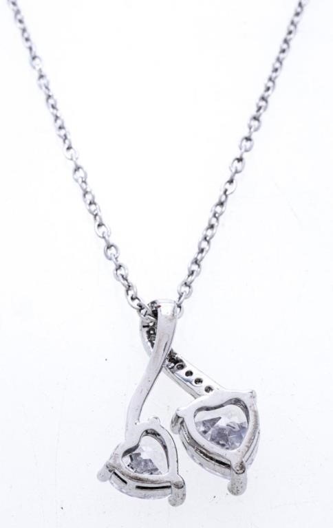Silver Double Heart Pendant & Chain Necklace 1