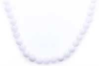 White Jade 6mm Bead Necklace, Choker Length