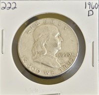 1960 D 90% Silver Franklin Half Dollar